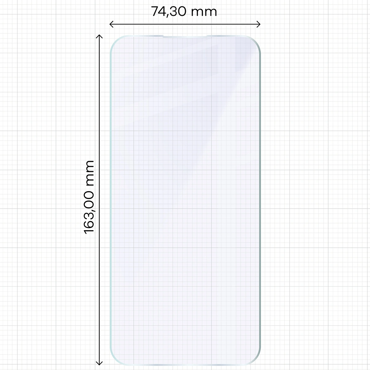 Miarka z wymiarami szkła hybrydowego Bizon Hybrid Mule do HAMMER Blade V 5G